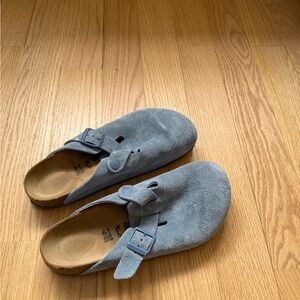 Boston Birkenstock Elemental Blue Suede Mules